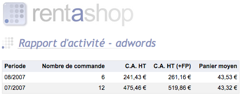 page de suivi de l'affiliation