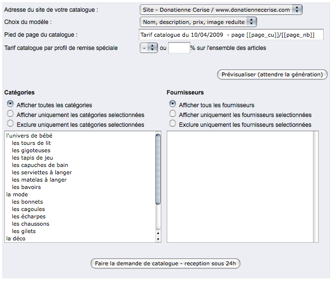 G&eacute;n&eacute;ration de catalogue produit au format PDF