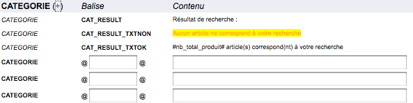 edition des balises texte de la boutique en ligne
