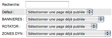 S&eacute;lecteurs de pages de la section pages web