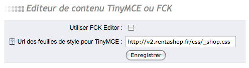 Changer d'&eacute;diteur dans les param&egrave;tres du logiciel ecommerce Rentashop