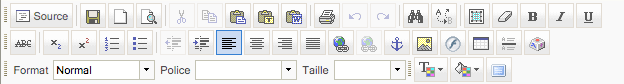 les outils de l'&eacute;diteur FCK Editor