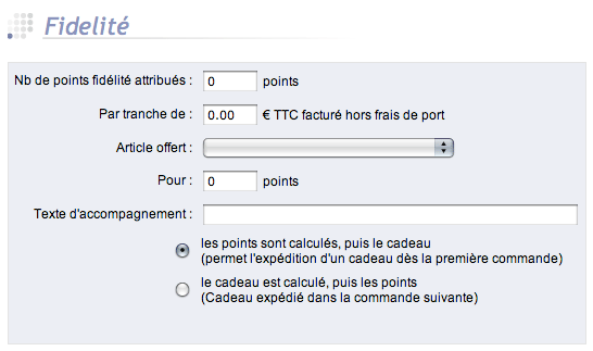 gestion des points de fidélité