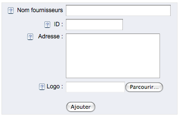Saisie des founisseurs