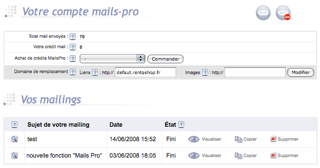 logiciel d'emailing int&eacute;gr&eacute; &agrave; la solution ecommerce
