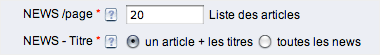 param&egrave;tres des news