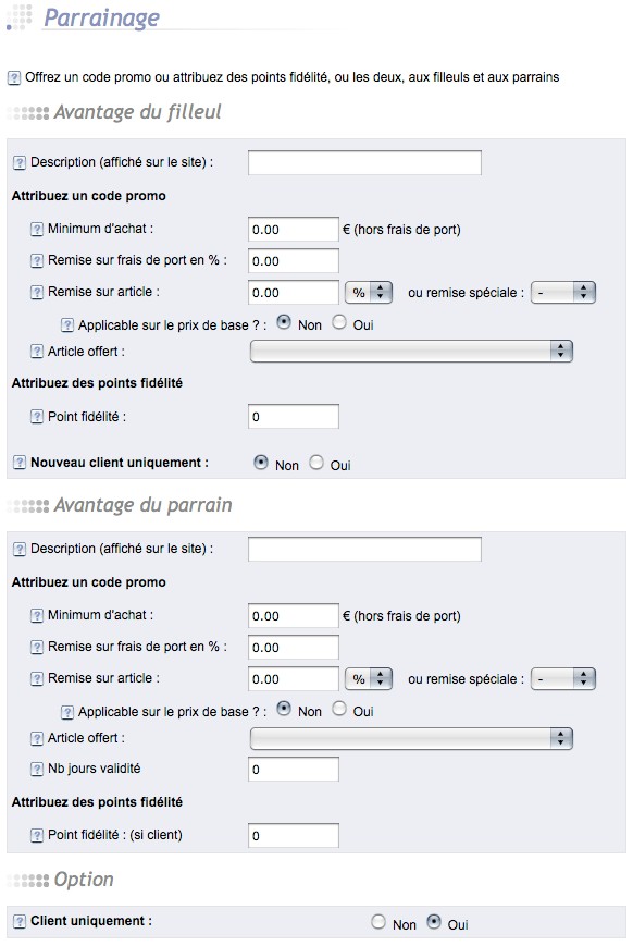 Fonction parrainage de notre logiciel ecommerce