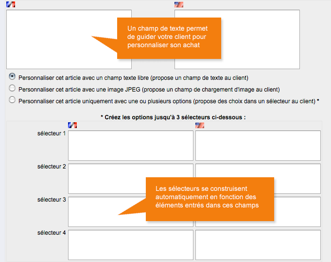 la personnalisation produit cote backoffice