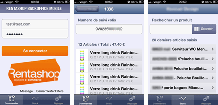 Application pour iPhone et iPad : mini backoffice de la solution e-commerce Rentashop